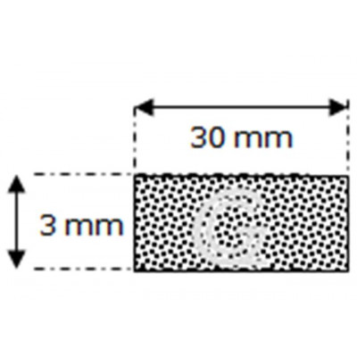 Rechthoekig mosrubber snoer | 3 x 30 mm | rol 50 meter